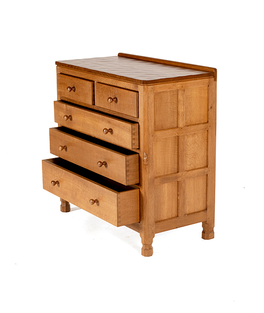 BE110 Solid Oak Chest of Five Drawers 3