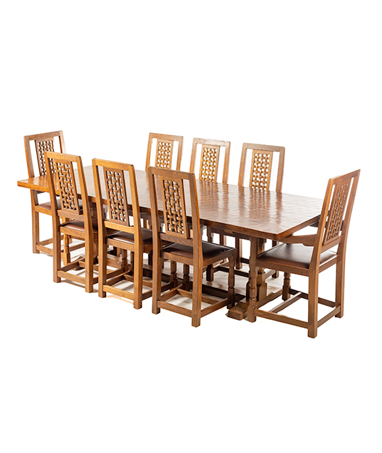CM06 Classic Mouseman  8'0 Refectory Table and Chairs 