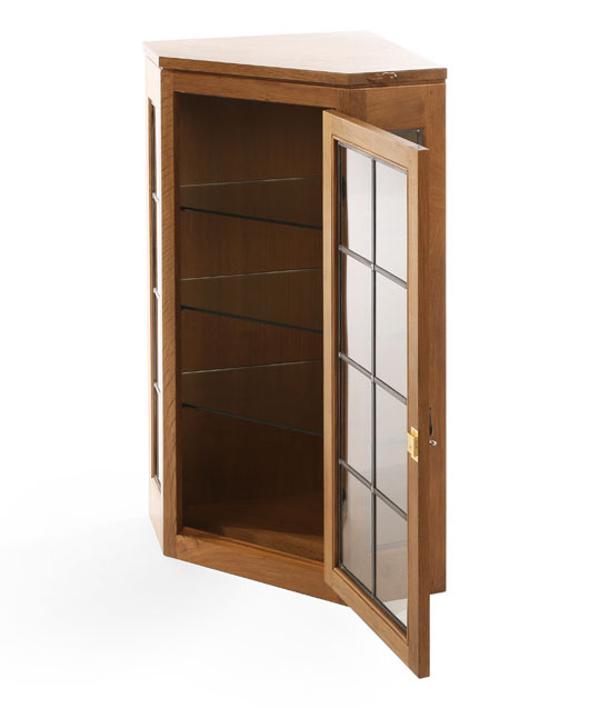 CD020 Solid Oak Small Glazed Corner Cupboard 3